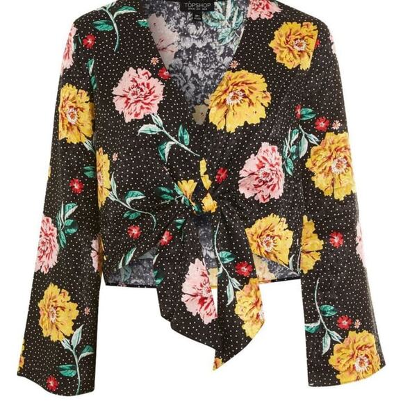 Topshop Floral Polka Dot Jacquard Top 6 - Picture 5 of 9
